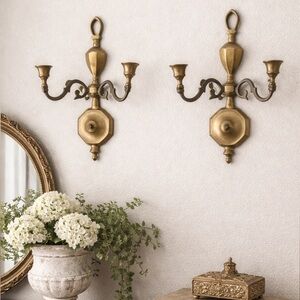 Antique Brass Wall Sconce Set